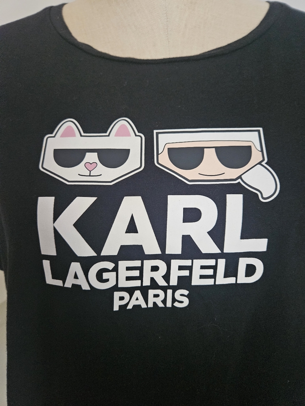 KARL LAGERFELD Karl & Choupette Sunglass Graphic Black Tee Shirt | SZ XL - Picture 5 of 9